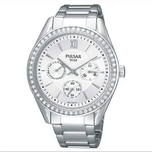 Pulsar PP6009 Women's Night Out Silver Dial Steel Swarovski Crystal Dress Watch